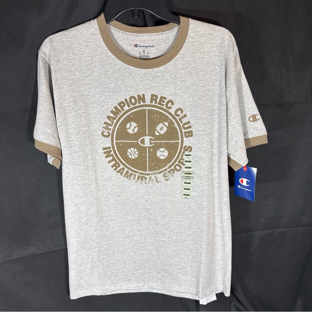 Champion Gray and Brown Short Sleeve Tee with Crew Neck